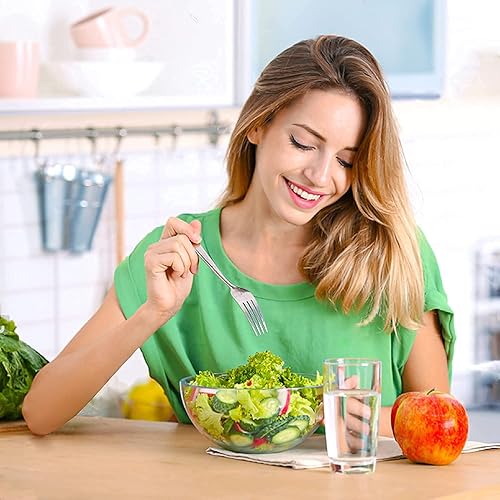 Miniatura 8 de 50 cubiertos de plástico plateado preenrollados, servicio para 50 personas, juego desechable envuelto con tenedores, cuchillos, cucharas,