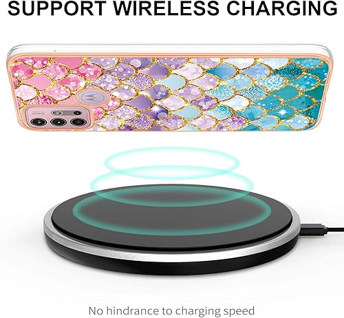 Miniatura 3 de Monwutong Funda de teléfono delgada para Motorola G30, funda para Moto G20, funda para Moto G10, funda brillante IMD con patrón de mármol para niñas