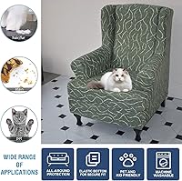 Vista 4 de Fundas para silla de ala, 2 piezas, elásticas, de elastano, con respaldo de ala, fundas para sofá, fundas protectoras de muebles, suaves con parte 9
