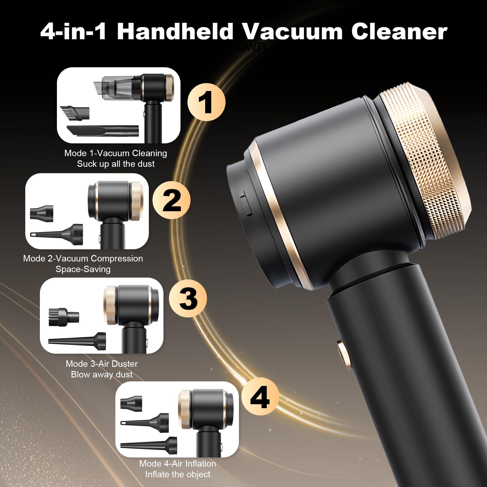 Aspirapolvere per Auto con 5500 Pa - 4 in 1 Aspirapolvere Portatile - Aspirabriciole Senza Fili con bocchetta multiuso, ideale per auto, casa, cura degli animali domestici e ufficio