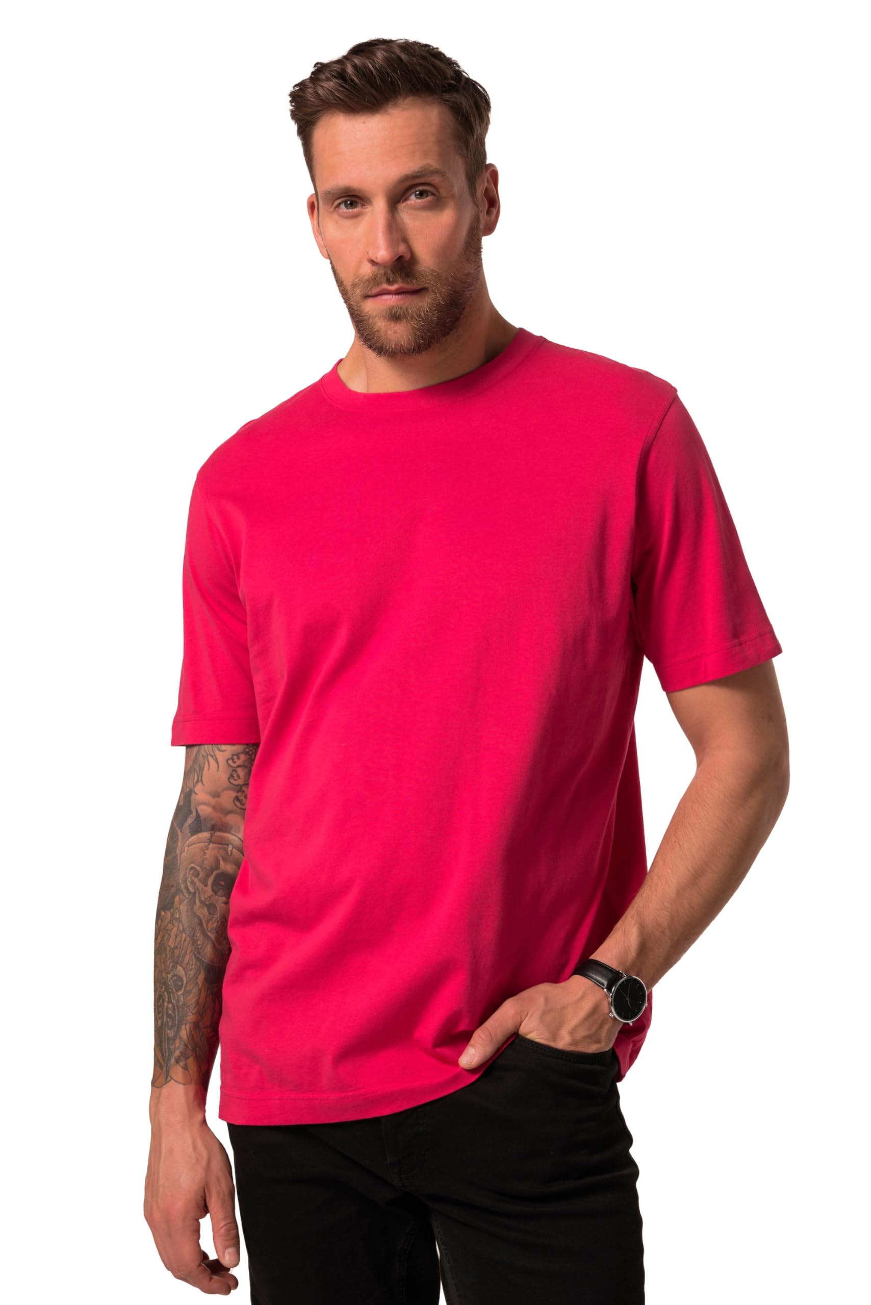 JP 1880 Men's Large Sizes Plus Sizes Menswear L-8XL Basic Crew Neck Combed Cotton up to 8XL 702558, Purple, 8XL
