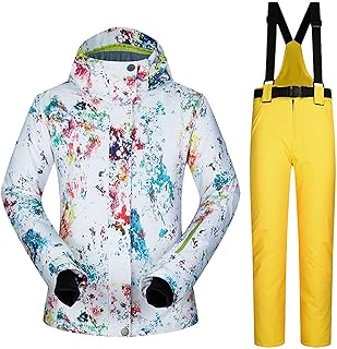 Traje de Esquí para Mujer Snowboard con Reproducción de Tinta en Color Chaquetas y Pantalones Térmicos para la Nieve al Aire Libre para Mujer Abrigo de Invierno Impermeable