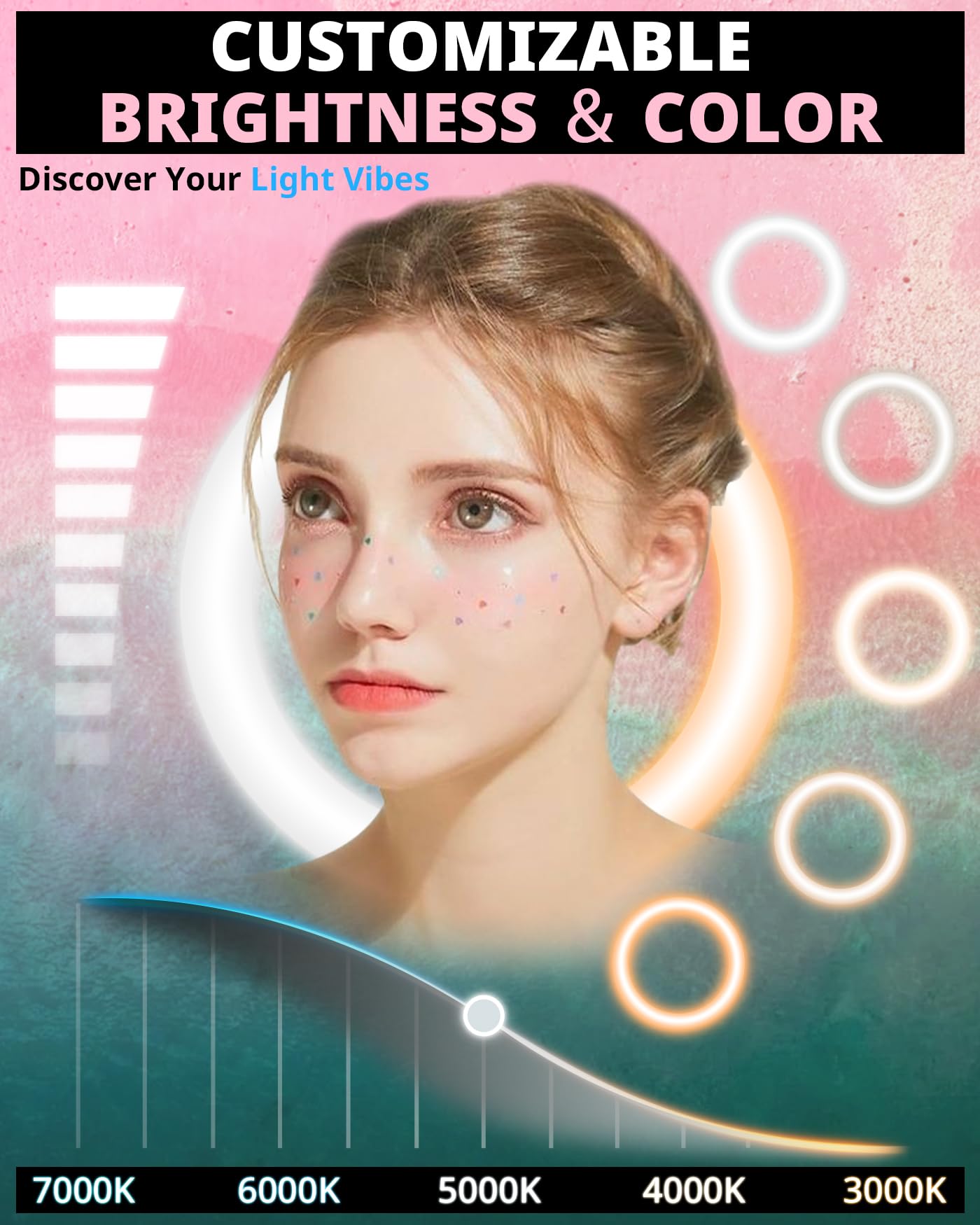 UBeesize 12'' LED Ring Light with 62'' Tripod Stand and Magnetic Phone Holder, Selfie Ring Light for Video Recording, Live Streaming, Compatible with iPhone & Android (Black): 12-in Pink Magnetic