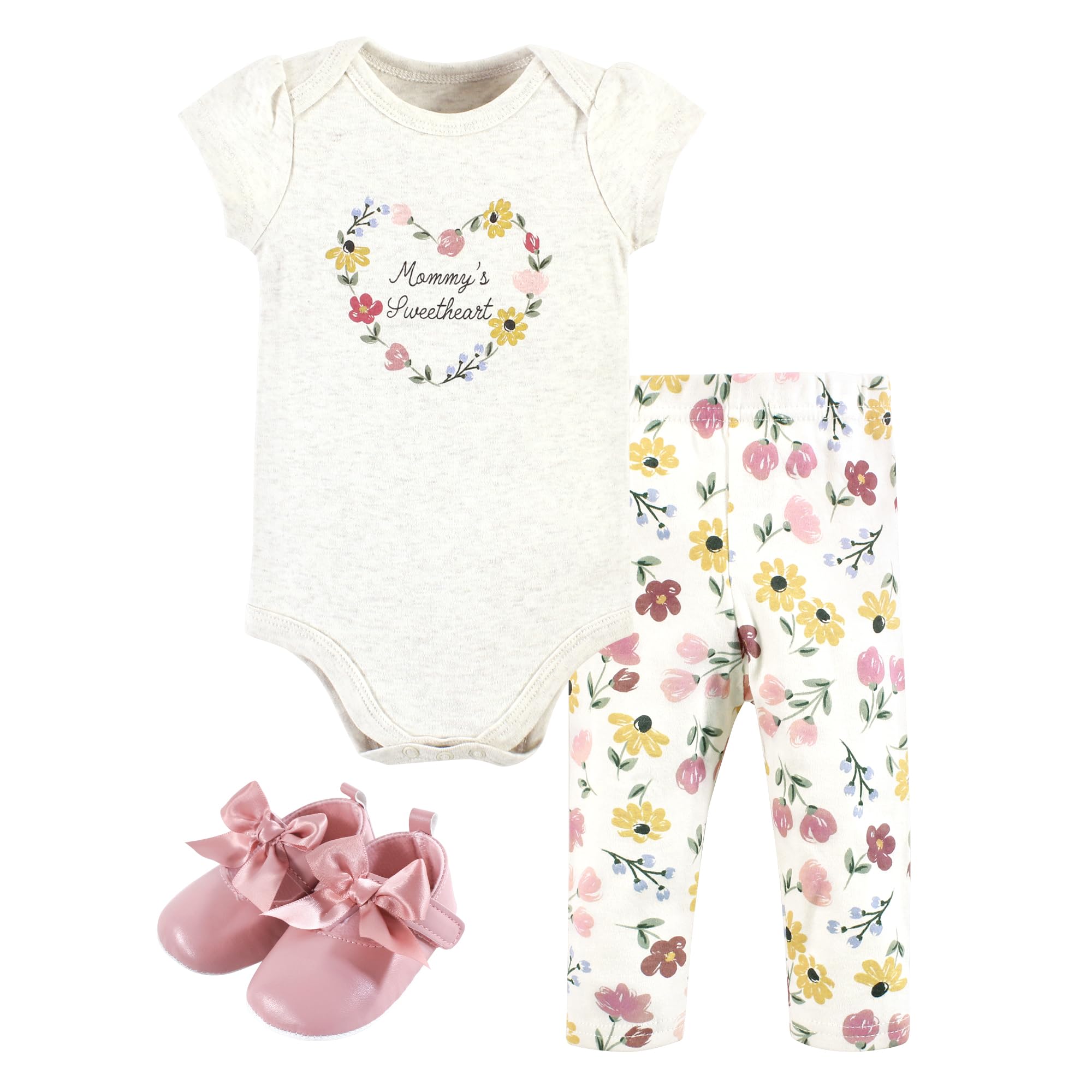 Hudson Baby Unisex Baby Cotton Bodysuit, Pant and Shoe Set