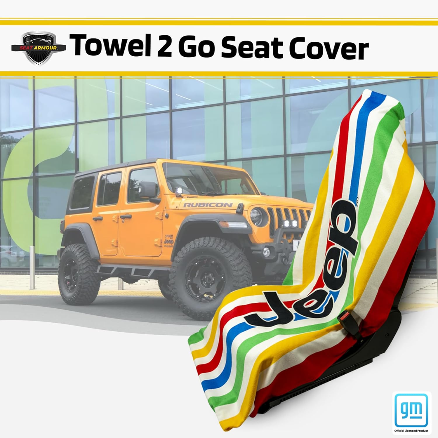 Seat Armour - CABANA MULTIPLE STRIPE Seat Protector Towel Cover With Jeep Logo T2GOMULTI