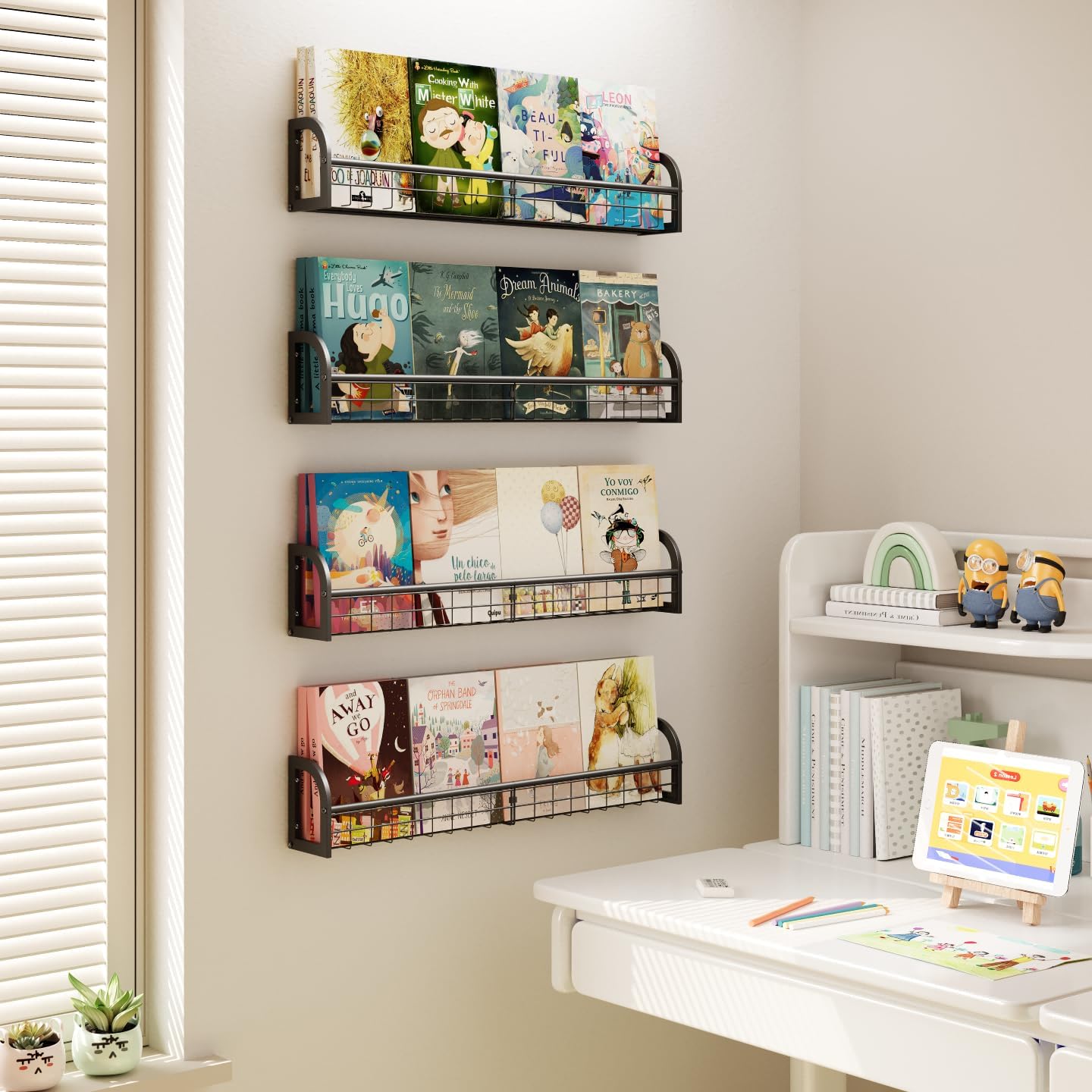 Amazon.com: Luwesde Wall Mounted Bookshelf Set of 4, Hanging & Floating ...
