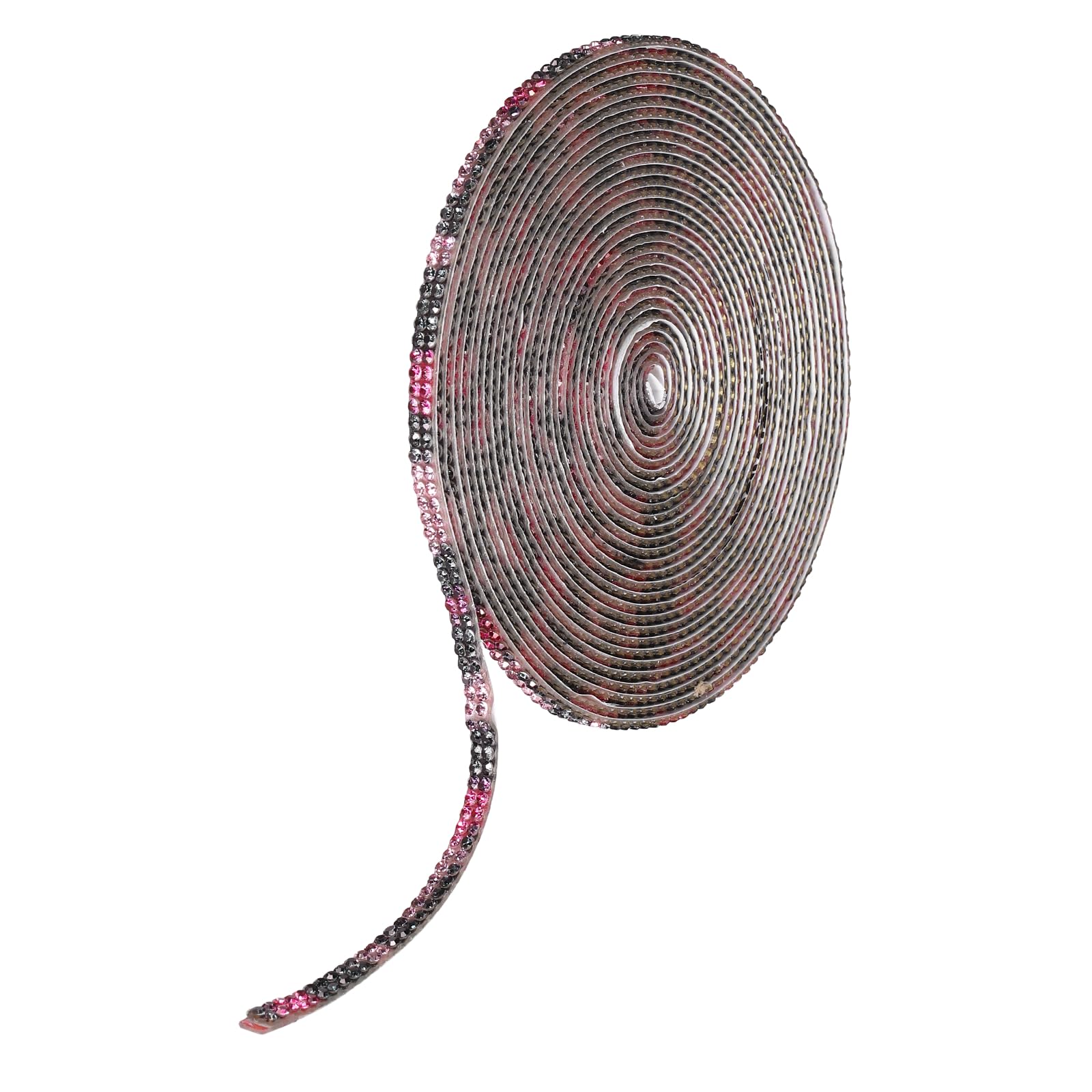 sourcing map Rhinestone Ribbon Self Adhesive Crystal Rhinestone Strips 0.4cm x 5 Yard Bling Rhinestone Ribbon Roll 2 Rows for DIY Crafts Wedding Clothing Nails Decoration,Pink Brown Black