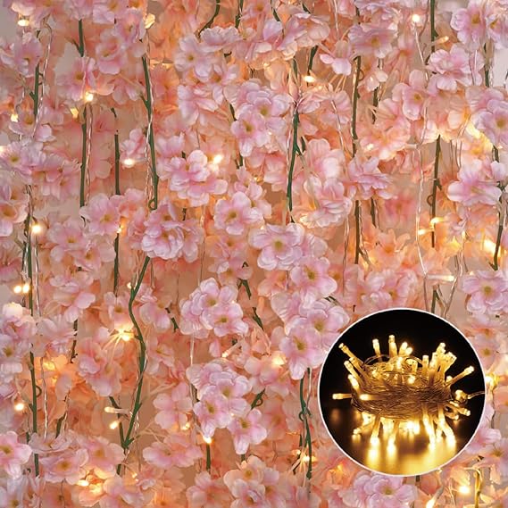 Sunm Boutique Cherry Blossom Garland 4Pack 23.6 Ft Cherry Blossom Hanging Vine with