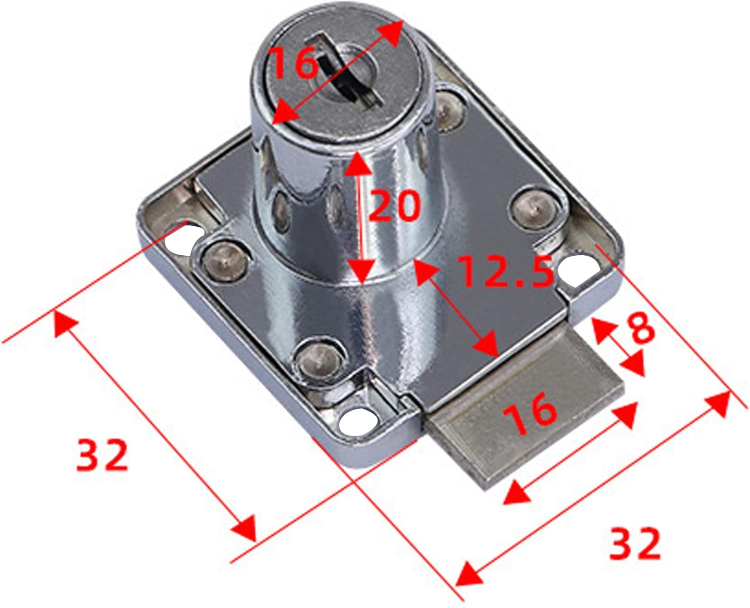 Cabinet Drawer Lock Mailbox Desk Wardrobe Cabinet Locker Furniture Replacement Hardware Lock Household Office Cylinder Length 0.79" Opening Diameter 0.63" Color Silver 4 PCS