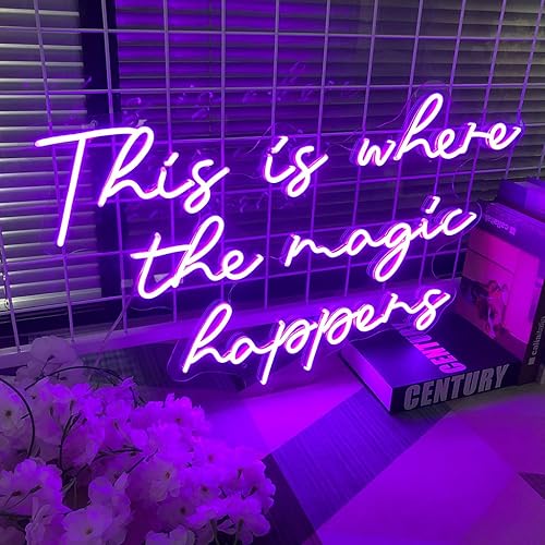 Miniatura 3 de This is Where the Magic Happens - Letreros de neón grandes de 23 pulgadas para decoración de pared letreros de luz LED de neón para despedida de
