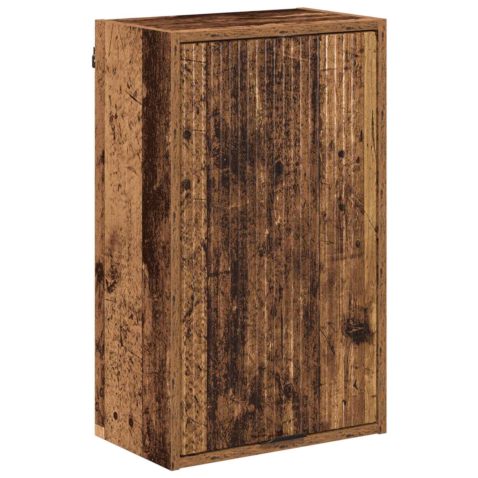 Muebles de baño de madera envejecida con tiradores de metal para pared