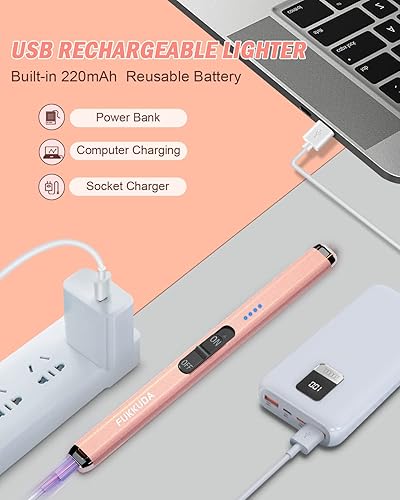 Miniatura 16 de 【Actualizado】 Encendedor eléctrico de doble arco recargable USB encendedor de arco de plasma para velas (gris espacial) Negro -,Oro,Gris,Negro