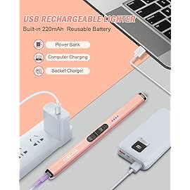 Upgraded Dual Arc Electric Candle Lighter Rechargeable USB Lighter Plasma Arc Lighters for Candle (Rose Gold)