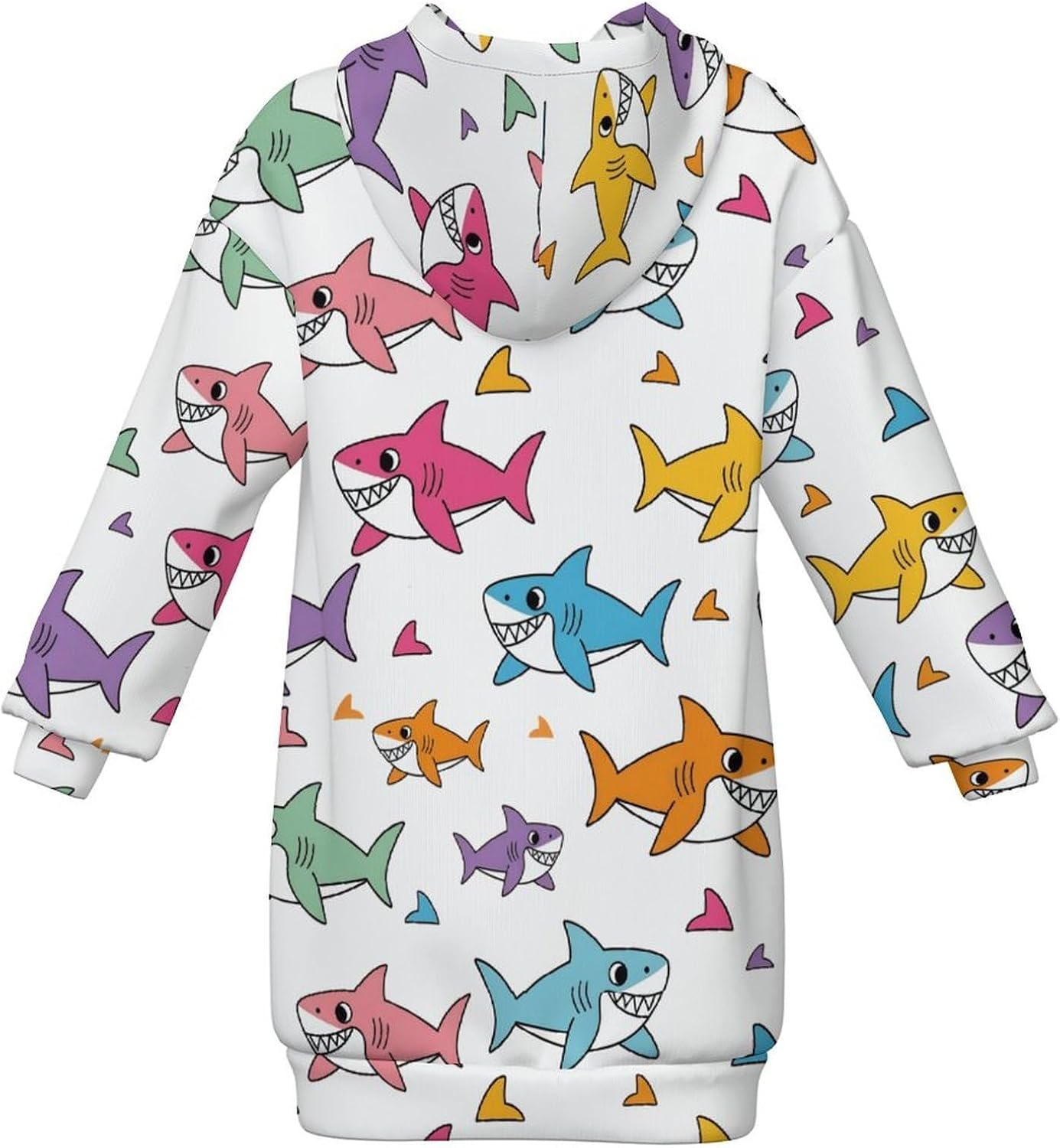 Colorful Sharks Hoodies for Teen Girls Youth Long Sleeve Hooded Sweatshirts Pullover Tops Fall Clothes
