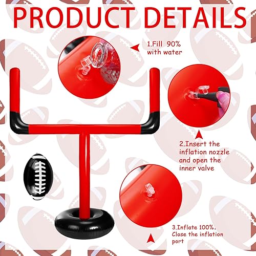 Miniatura 5 de Juego de fútbol inflable jumbo con pelota de fútbol con pelota de fútbol, poste de portería de fútbol, accesorios de fútbol al aire libre, juguetes