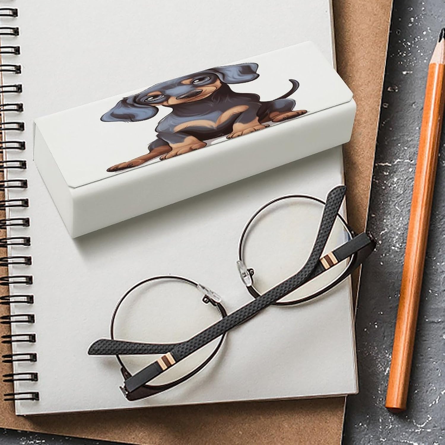 Leather Hard Shell Glasses Case, Portable Travel Sunglasses Case image 4