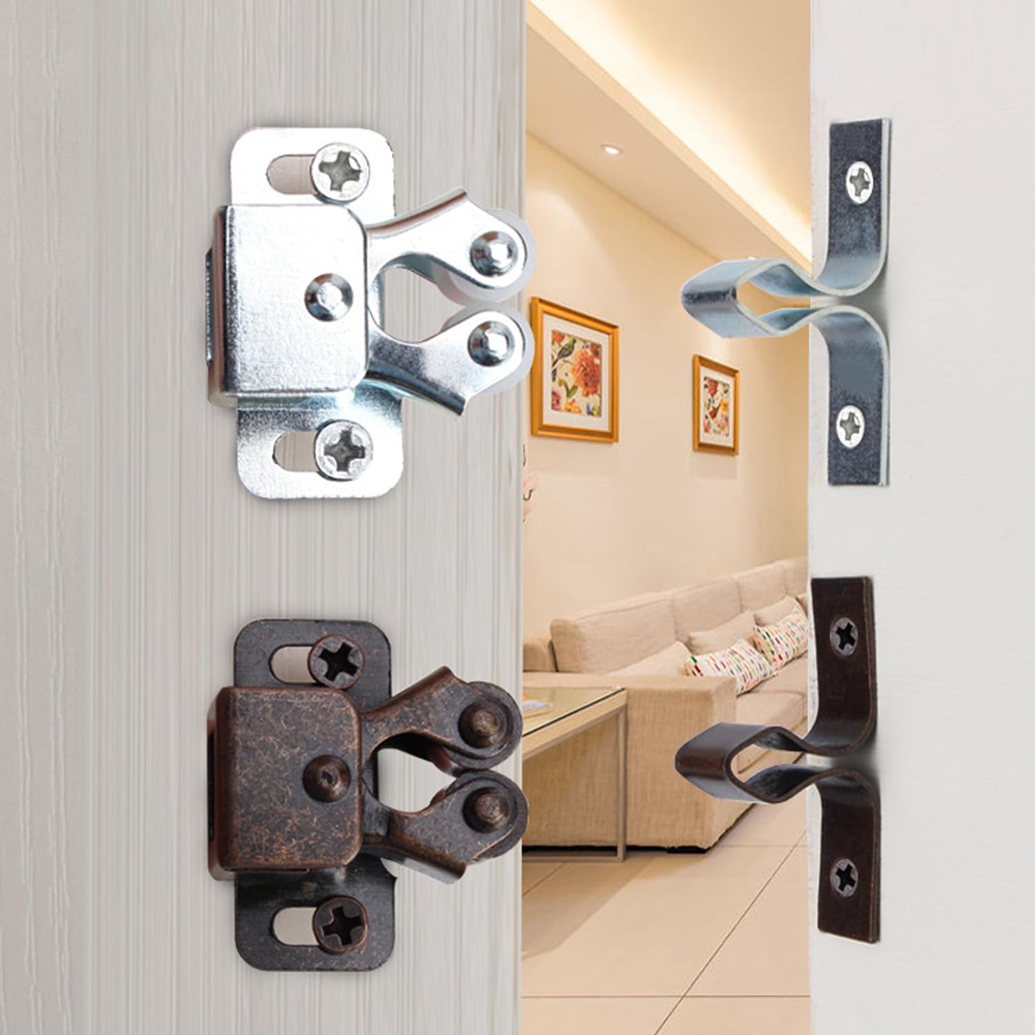 Lot De 6 Fermetures De Tiroirs De Camping, Caravane, Armoire, Accessoires D' Armoire, Double Rouleau Catch Pour Porte D'armoire, Portes D'armoire, De Cuisine