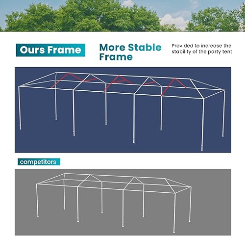 Miniatura 6 de Tienda de campaña portátil de 10 x 30 pies, carpa para exteriores, kiosco desplegable resistente con 5 paredes extraíbles, fácil montaje, carpas al