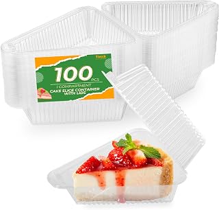 100 Pcs Cake Slice Plastic Container, 4 Inch Pie Slice Containers