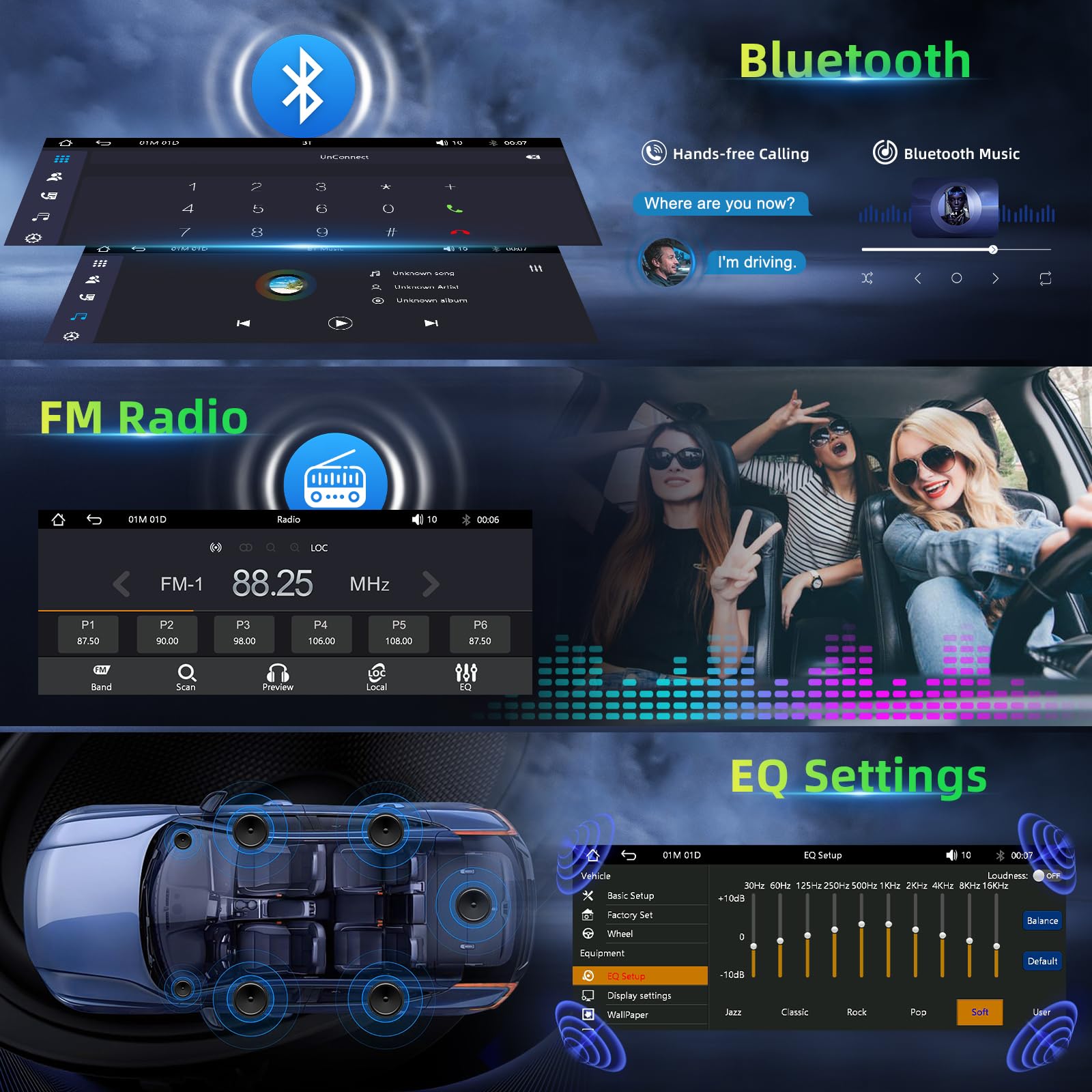 Autoradio 1 DIN mit Wireless CarPlay & Android Auto, 6,86-Zoll HD Touchscreen Auto Display, Mirror Link, Bluetooth, GPS Navigation, FM, EQ, Freisprecheinrichtung, Rückfahrkamera, USB, Type-C