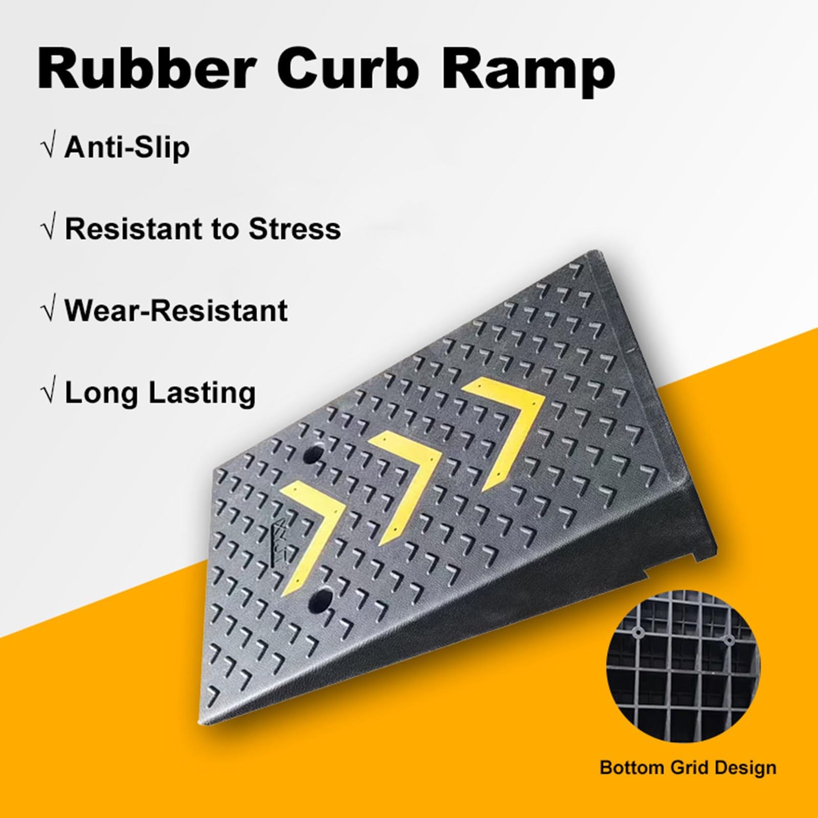 Rampa de acera portátil de Goma para entradas de vehículos, Resistente, para sillas de Ruedas, Scooters, Motocicletas, automóviles, aceras, muelles de Carga (elevación de 18 cm)