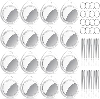 Tracker Tags-16 Pack, 5.3 Bluetooth Tracker Work with Apple Find My iOS Only, 100dB Sound Finder, Smart Tags with Keychain/Lanyard, Item Finder for Luggage/Key/Suitcase, Replaceable Battery.