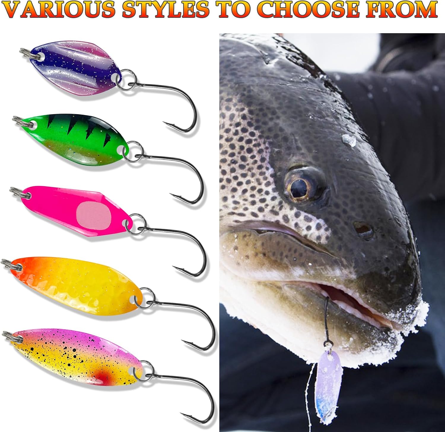 Fishing Spoons Lures for Trout | Single Hook Trout Lures Hard Metal Fishing Jigging Baits Mini Fishing Jig Spoon Lures for Perch Char Crappie