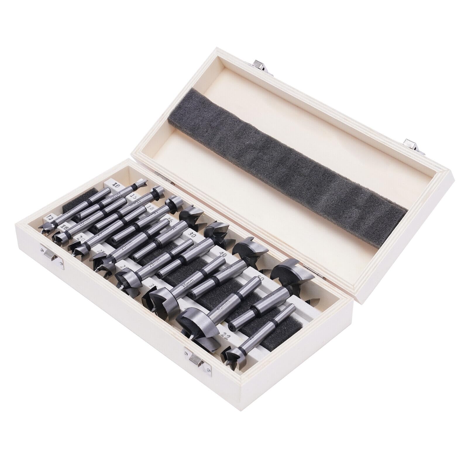 Lot de 15 forets Forstner de 10 à 50 mm avec butée de profondeur, charnière pour le travail du bois, meubles, porte, perçage