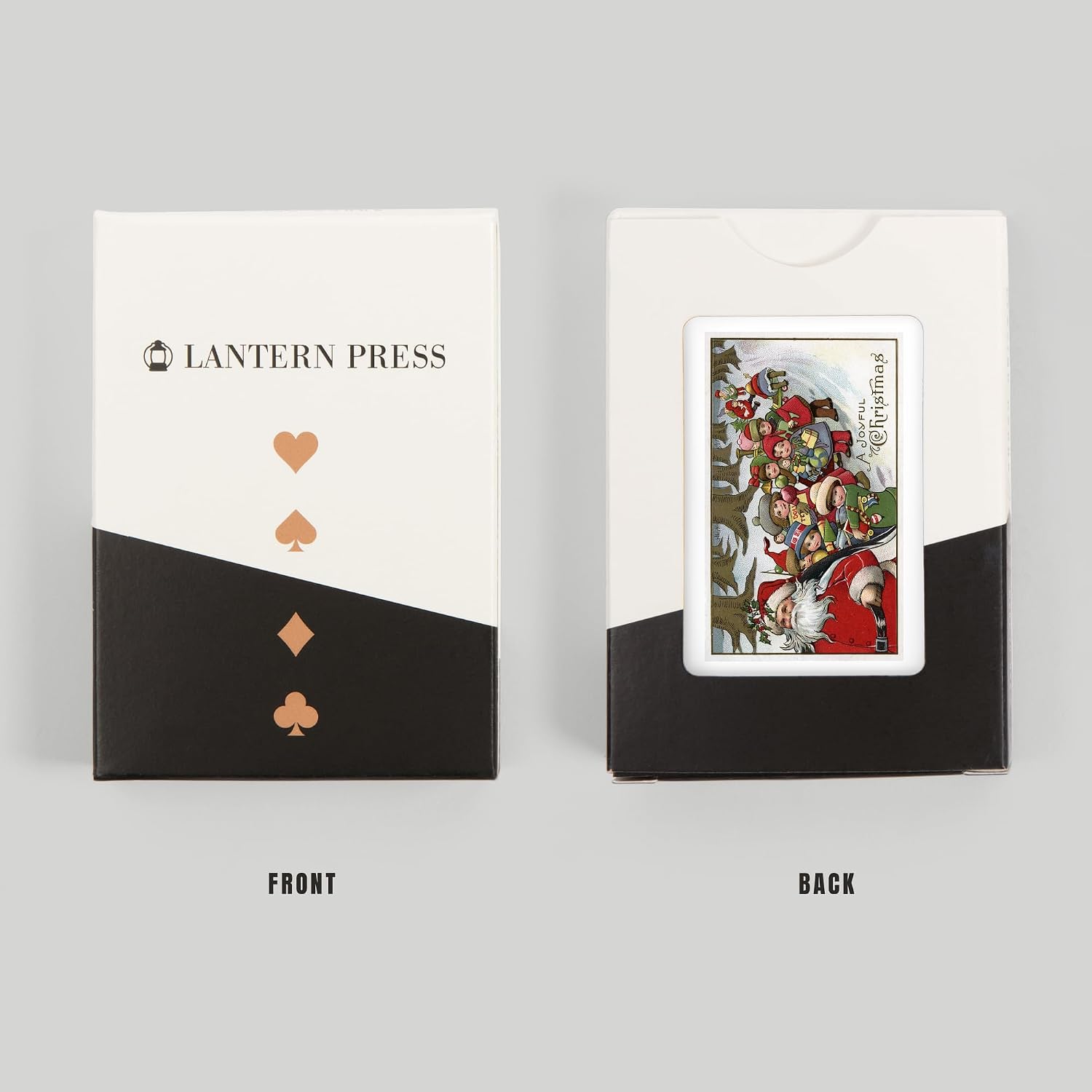 Lantern Press Christmas Greeting, Santa and Helpers, Vintage Holiday Art, 52 Playing Cards for Adults, Poker Size Card Deck
