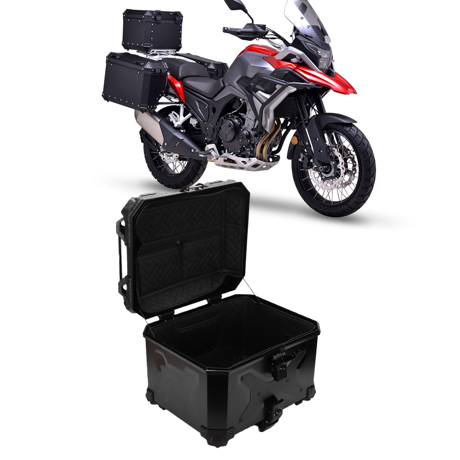 Baúl para Motocicleta de 45 litros, Caja de Maletero con Bloqueo Impermeable de Aleación de Aluminio con de Bloqueo Antirrobo de Doble Llave para Motocicletas con