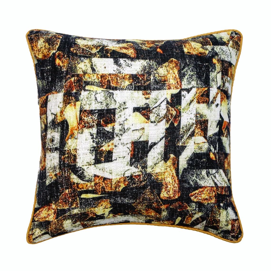 The HomeCentric Decorative Black 65x65 cm (26"x26") Euro Sham, Burlap Textured Printed Throw Cushions For Couch, Moroccan Pattern Modern Style - Maze Noir โ image 1