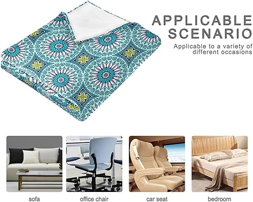 Miniatura 4 de Manta de cama circular abstracta de flores, ultra suave, acogedora, para vacaciones, 60 x 90 pulgadas, para cama, sofá, picnic, dormitorio, adultos