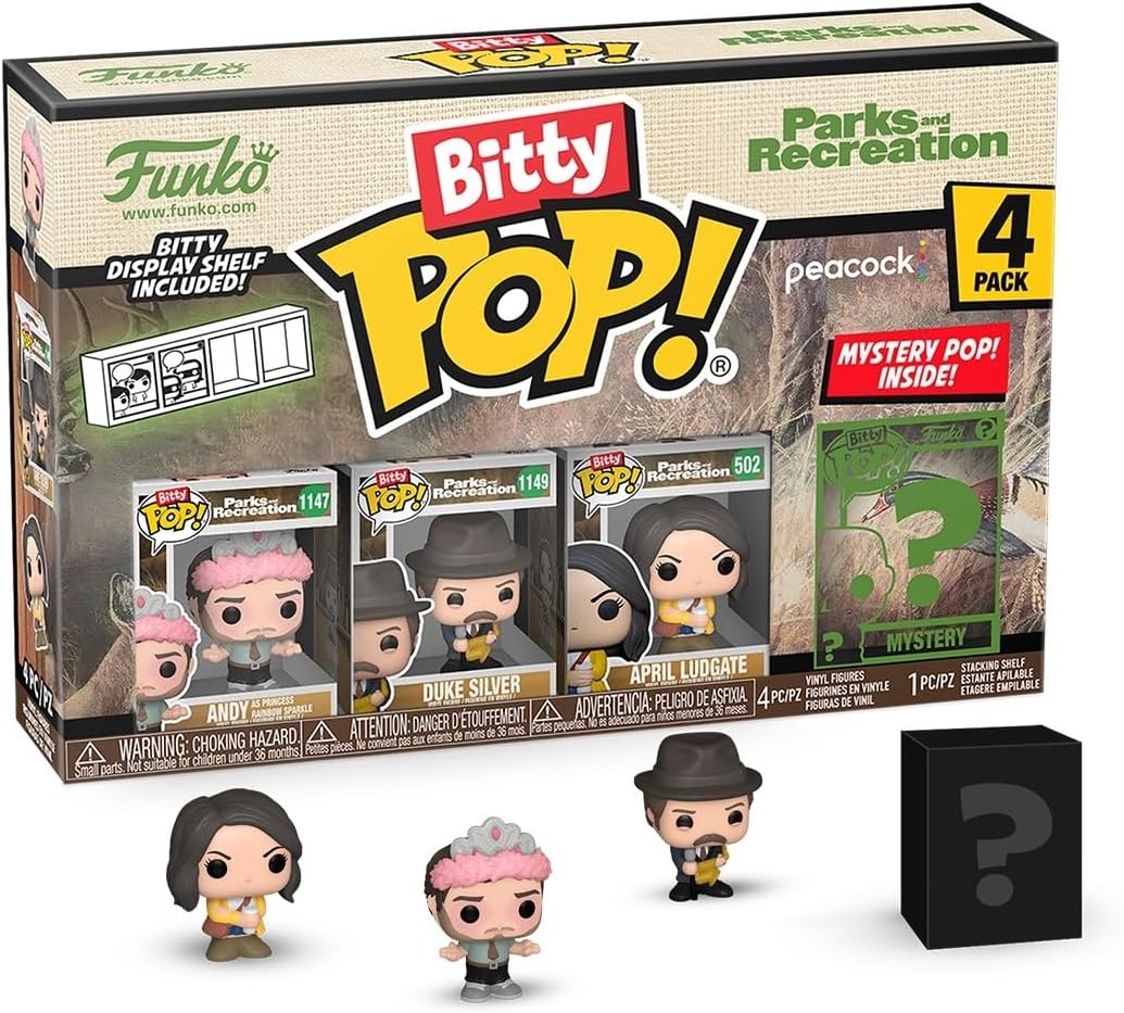 Funko Bitty POP! Parks & Recreation – 4 Mini-Figuren Set Mit Andy, Duke Silver, April & Geheimfigur – Sammlerstücke 2,2 Cm