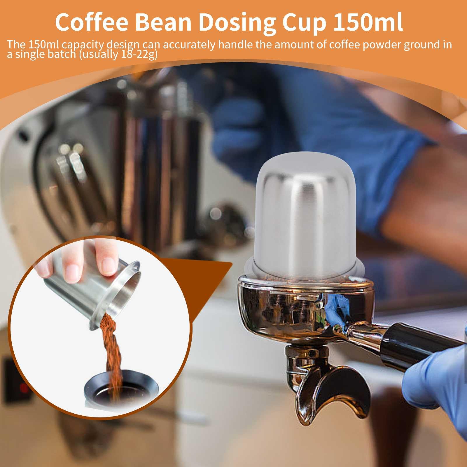 58mm Dosing Cup 150ml Espresso Coffee Portafilter Espresso Coffee Dosing Cup 58mm Stainless Steel Universal Accessrioes for Barista Home Cafe - Image 2