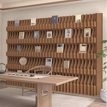 Room Divider, Folding Privacy Screens, Portable Retractable Room Divider Paper Screen Partition,Home Office Hotel DIY Indoor Decoration Mobile Wall2-3m*1.6m/6.56-9.84 * 5.24ft,Brown