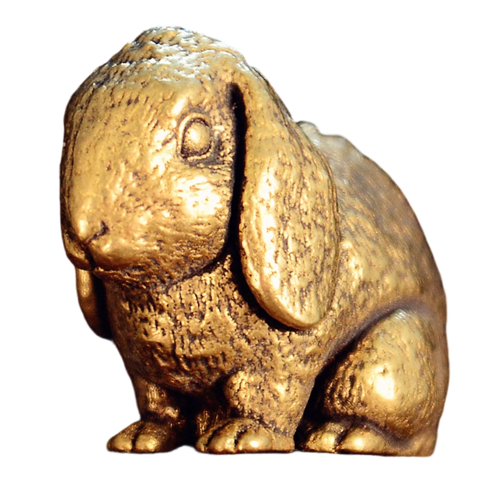 alloneslife Bunnies Decorations Brass Rabbits Statues Spring Rabbits Figurines Animal Sculptures Table Centerpieces Home Decors Brass Figurine