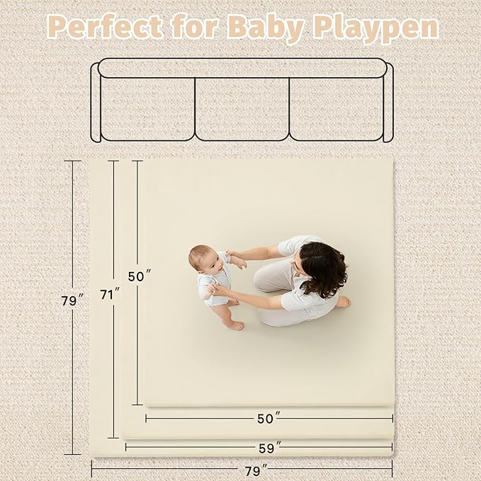 Alfombra de juegos impermeable para bebé 50x50 cm beige miniatura 2