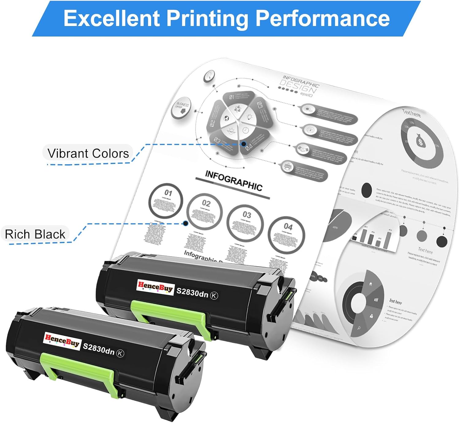 Compatible Toner Cartridge Replacement for S2830 S2830dn GGCTW High Yield Toner Cartridge for Dell S2830 S2830dn 2830dn 2830 Laser Printer Ink All-in-One Copier (Black,2-Pack)