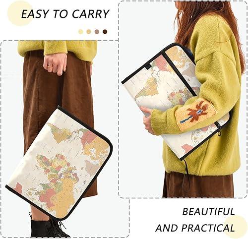 Miniatura 4 de susiyo Carpeta de archivos expandible de mapa del mundo vintage, 13 bolsillos, organizador expandible para tamaño carta A4