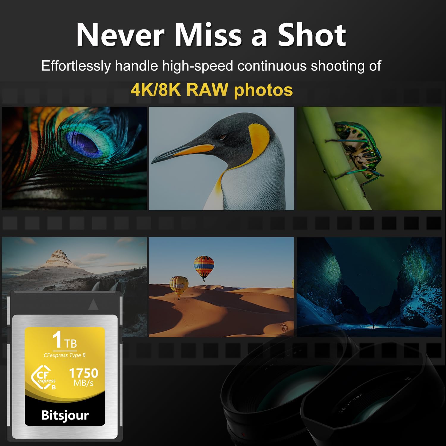 Karta pamięci 1TB CFexpress typ B, płynne nagrywanie wideo i zdjęć RAW-8K, cyfrowa karta CF Express typu B do lustrzanek cyfrowych, Nikon, Canon, Panasonic i kamkorderów
