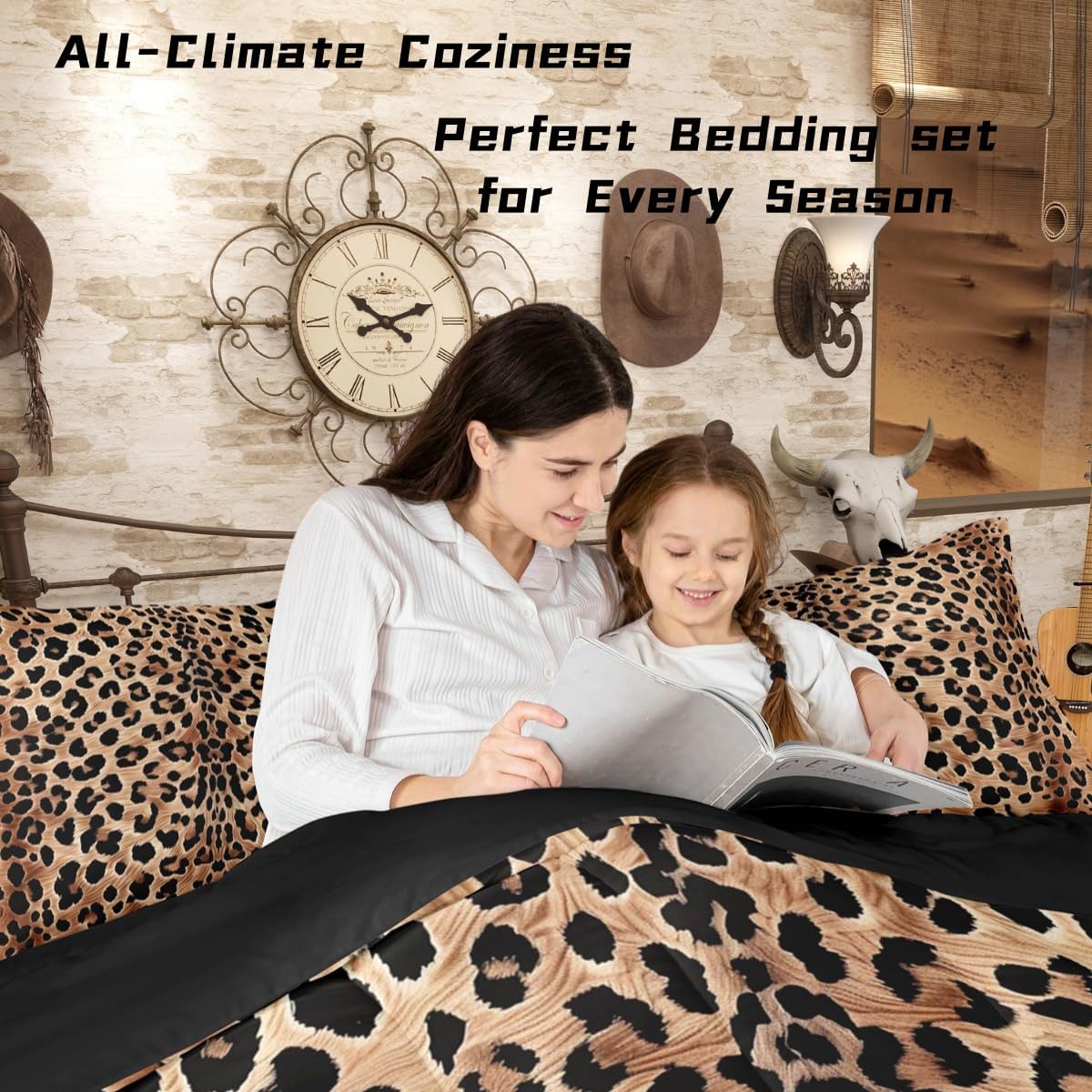 jejeloiu Leopard Kids Comforter Set Full Size Cheetah Bedding Set Animal Print Duvet Quilt for Kids Boys Girls Bedroom Safari Decor Microfiber Ultra Soft Breathable