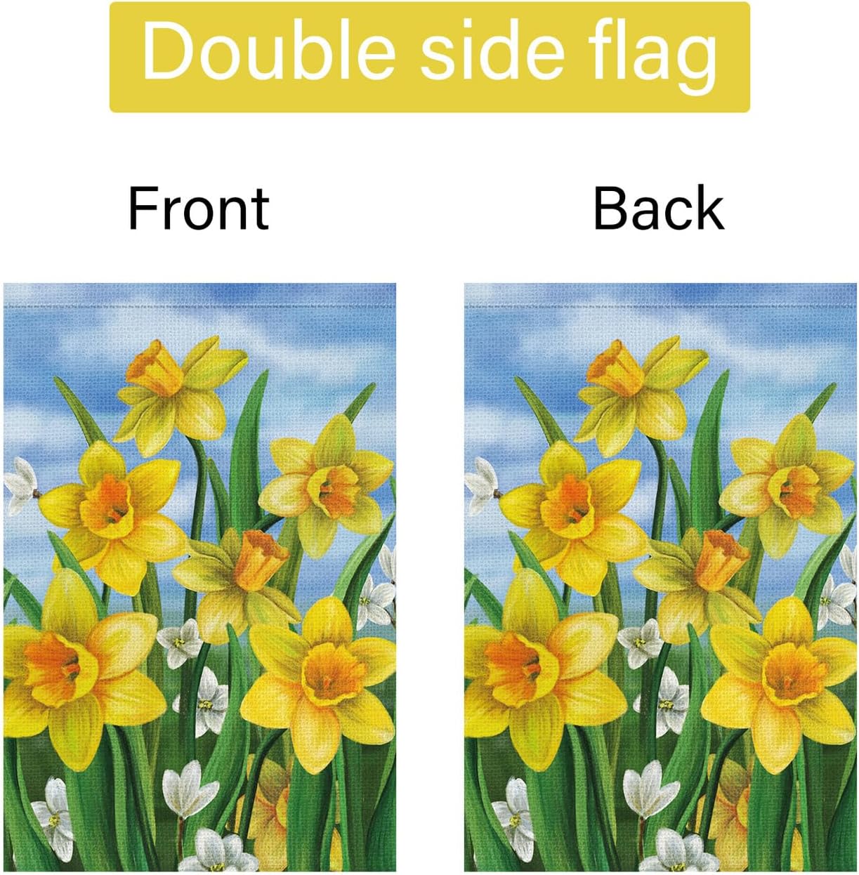 Louise Maelys Welcome Spring Summer Garden Flag 12x18 Double Sided Vertical, Burlap Small Daffodil Floral Flower Yard House Outside Outdoor House Decoration - Image 6
