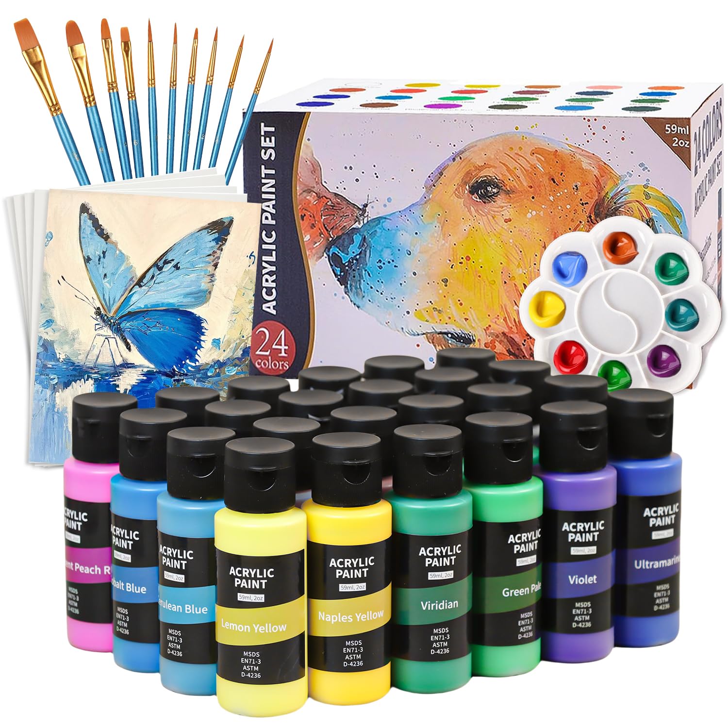 VIDA4U 24 Colores Pintura Acrilica, Pinturas Acrílicas Profesional 59ml