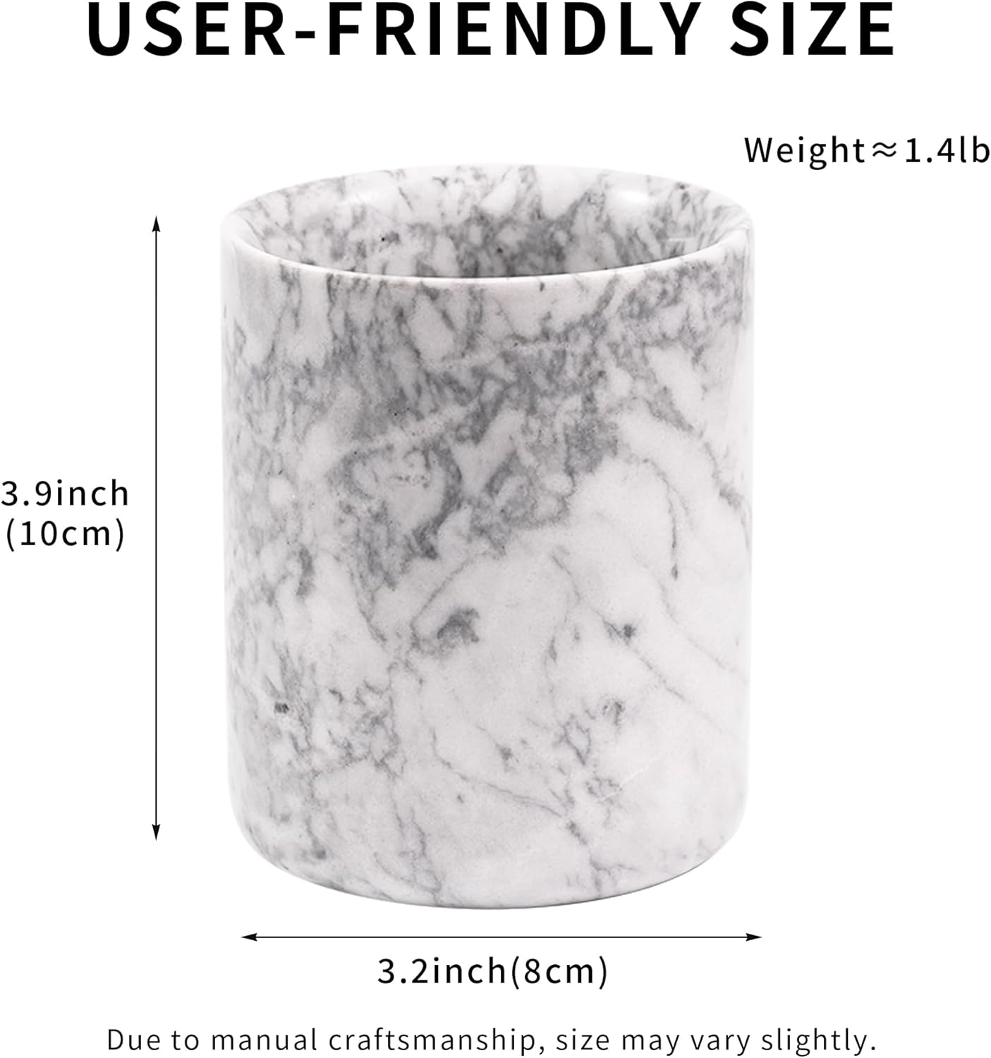 Marble Toothbrush Pen Holder - White Pencil Cup For Office Desk Aesthetic, Toothpaste Makeup Brush Organizer For Bathroom Sink Vanity Accessories, Utensil Container For Kitchen Countertop