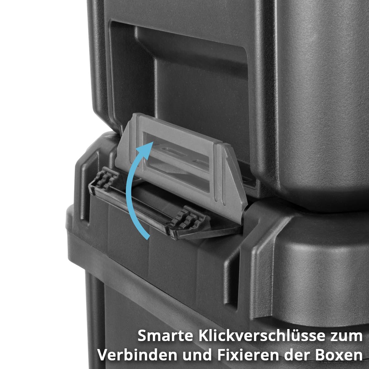 STAHLWERK Werkzeugtrolley mit drei Boxen – fahrbarer Werkzeugkoffer-Trolley mit Rollbrett, Metallverschlüssen und großem Stauraum, flexibles Aufbewahrungssystem für Werkstatt, Garage und Montage