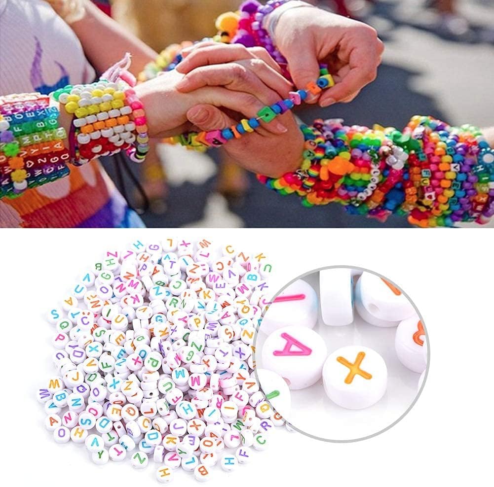 500pcs 7 Colors Acrylic Letter Beads A-Z Round Alphabet Beads for DIY Bracelet Necklace for Children's Handmade Toys - Image 4