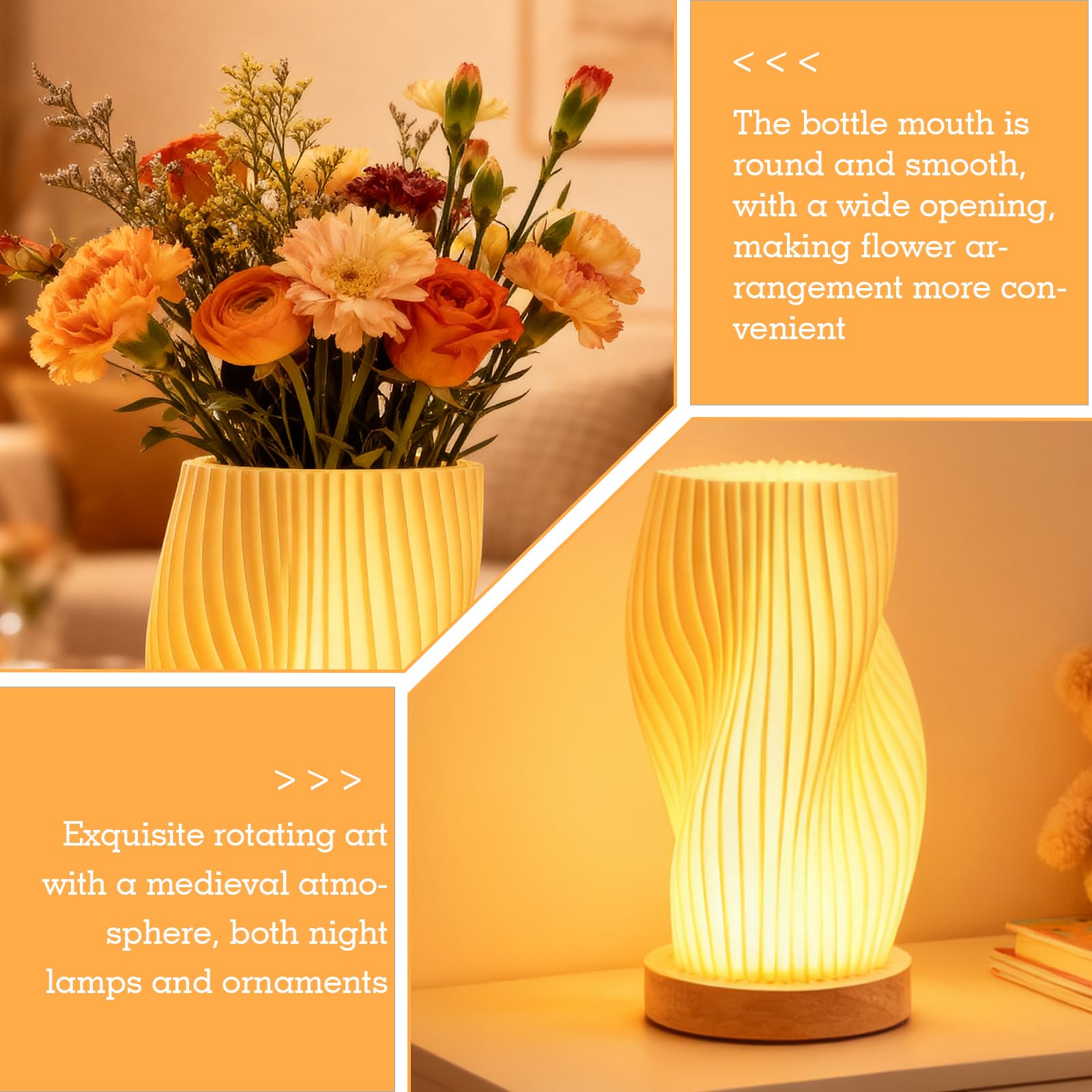 Bedlampje houten sokkel, tafellamp met knopbediening voor