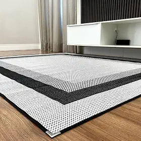 Tapete Para Sala Quarto Sisal 2,00x1,50m Cinza Preto Facil Limpar Lancer