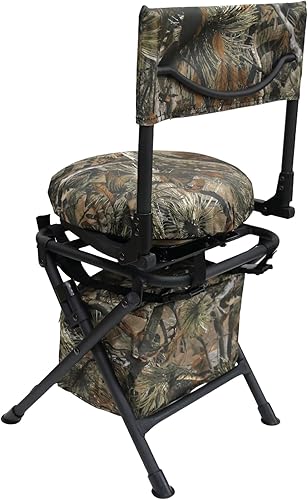 Miniatura 7 de MDSTOP Silla de caza giratoria de 360 grados para persianas de suelo, asiento de caza plegable, silla de pesca, ligera, portátil, cojín acolchado