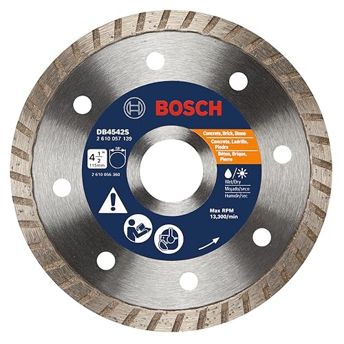 Miniatura 9 de BOSCH DB442S Hoja de diamante con borde turbo estándar de 4 pulgadas con eje de 58 pulgadas, 78 pulgadas para aplicaciones de corte húmedo y seco de